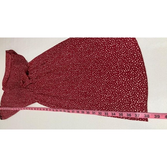 Shein Curve Women's Knee High Red Polka White Dot Wrap Dress Bell Sleeves - Picture 6 of 6